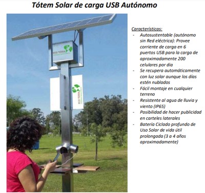 totem solar carga de celulares autonomo